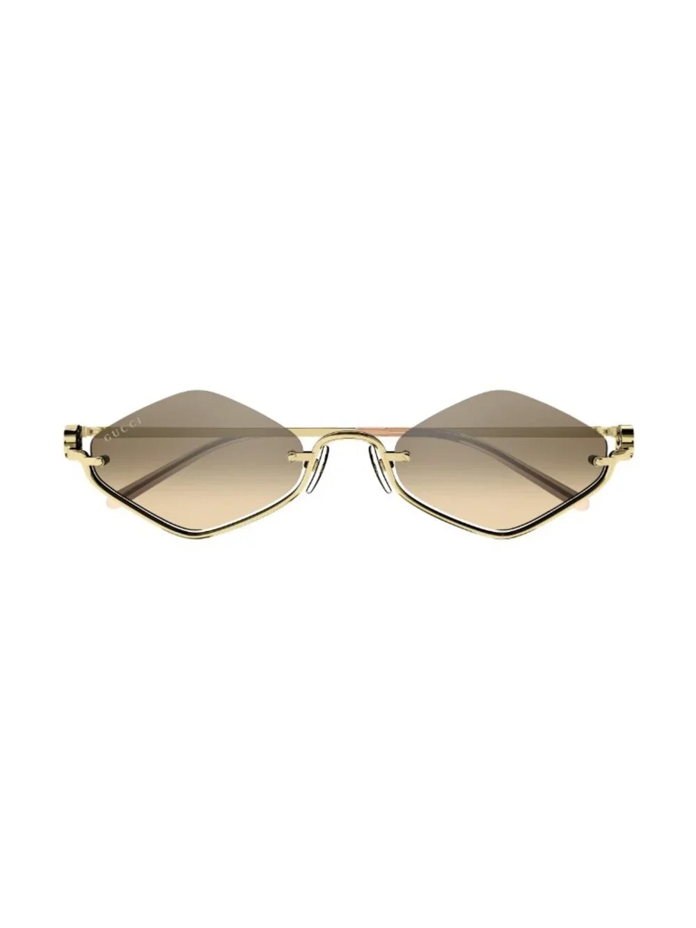 New Gucci Women's Sunglasses Gold Square Orange Lens Metal Frame GG1604S 003 53
